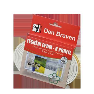 Tesniace profily z EPDM gumy P, 9 × 5,5 mm, dĺžka 6 m biela                     